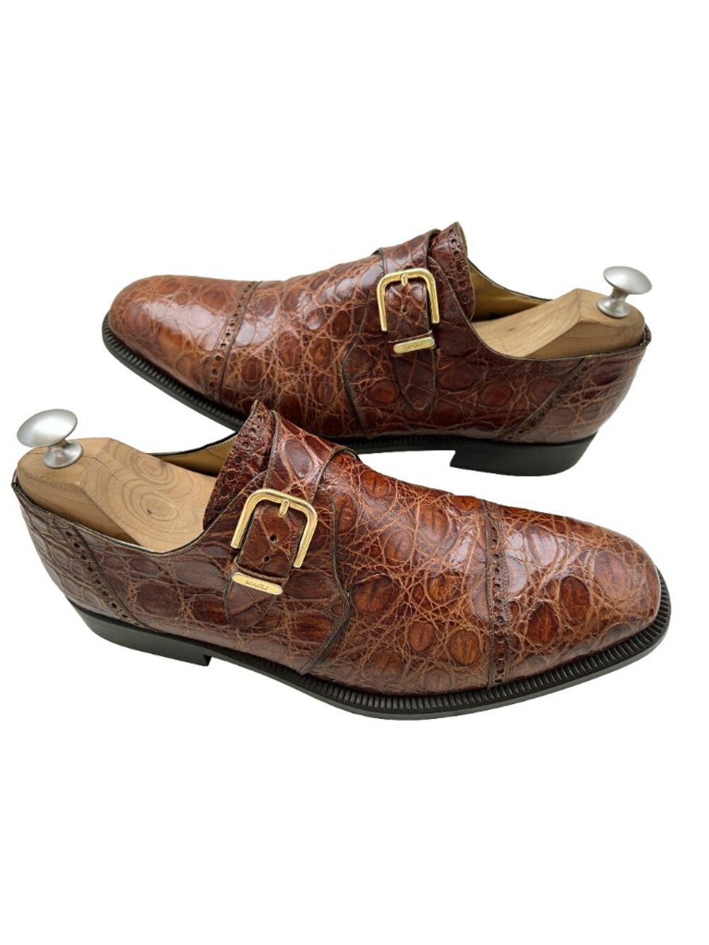 $1450 Bruno Magli Mens Genuine CROCODILE ALLIGATOR Shoes 8 US + Ferragamo Bags - Picture 2 of 11
